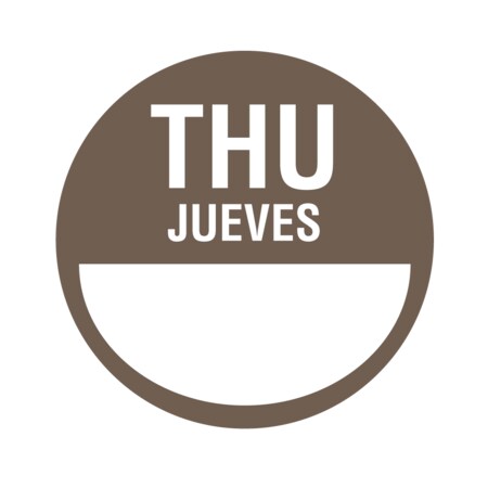 Nevs Dissolvable DaySpots - Thursday/Jueves 3" circle White w/Brown DDOT-THS3W